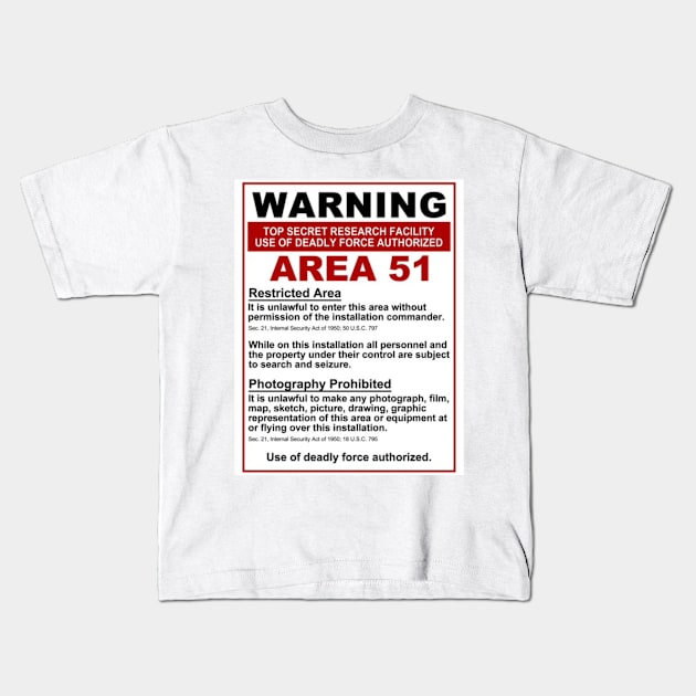 Area 51 Kids T-Shirt by UFO CHRONICLES PODCAST